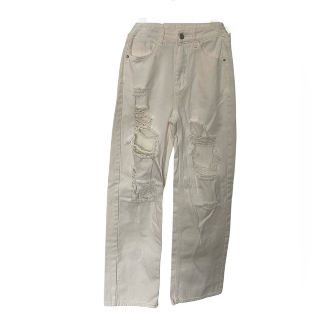SHEIN White Distressed Jeans size 2 (XS)